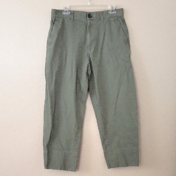 COS Mens Olive Green Cropped Wide Fit Pants - Size 33R - Picture 1 of 9